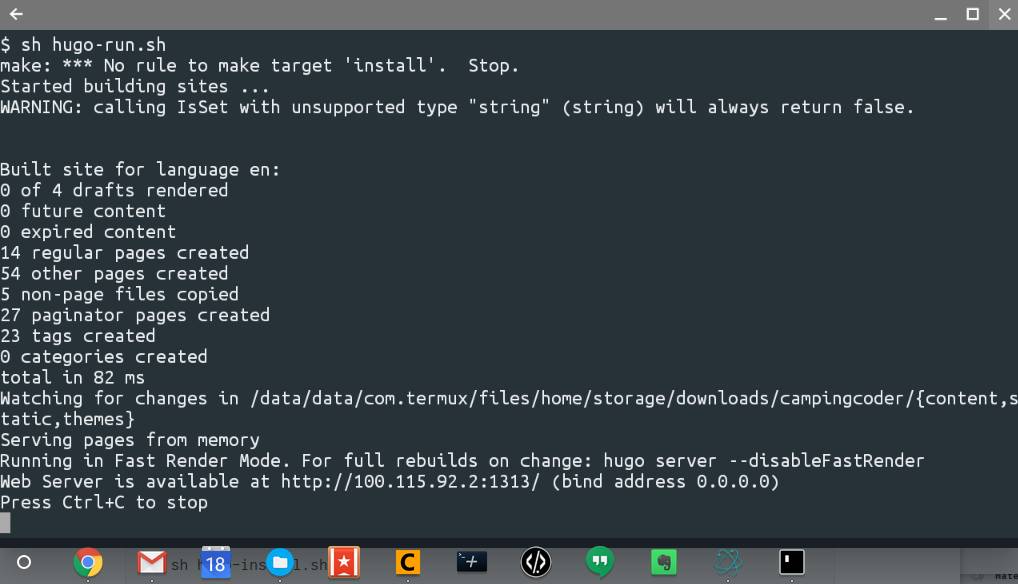 Running Hugo on Chromebook